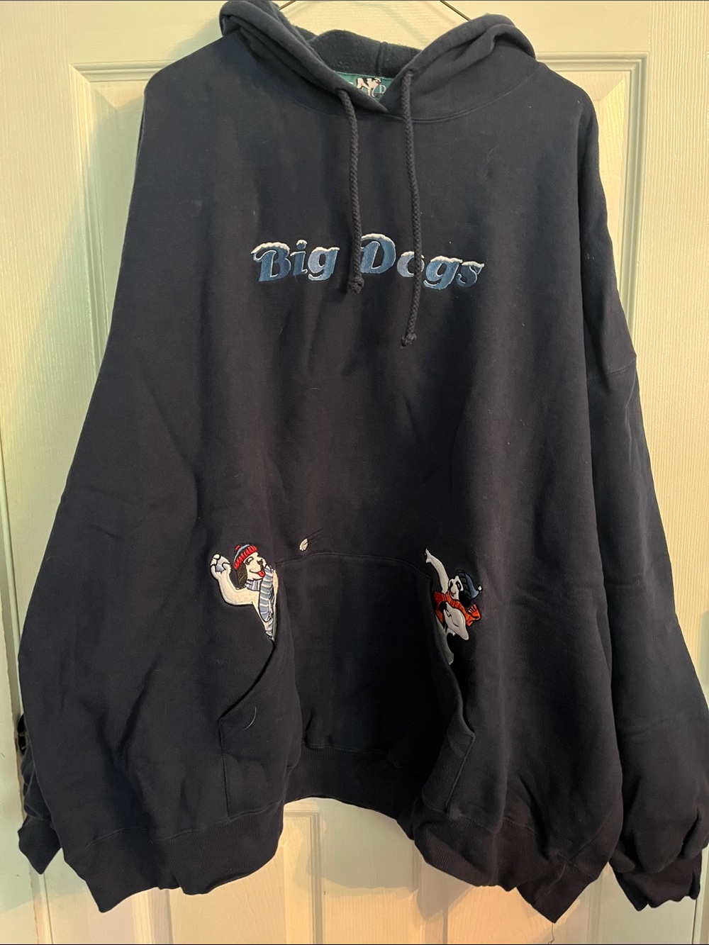 Big Dogs Men's Navy Crewneck Hoodie with Embroidered Characters